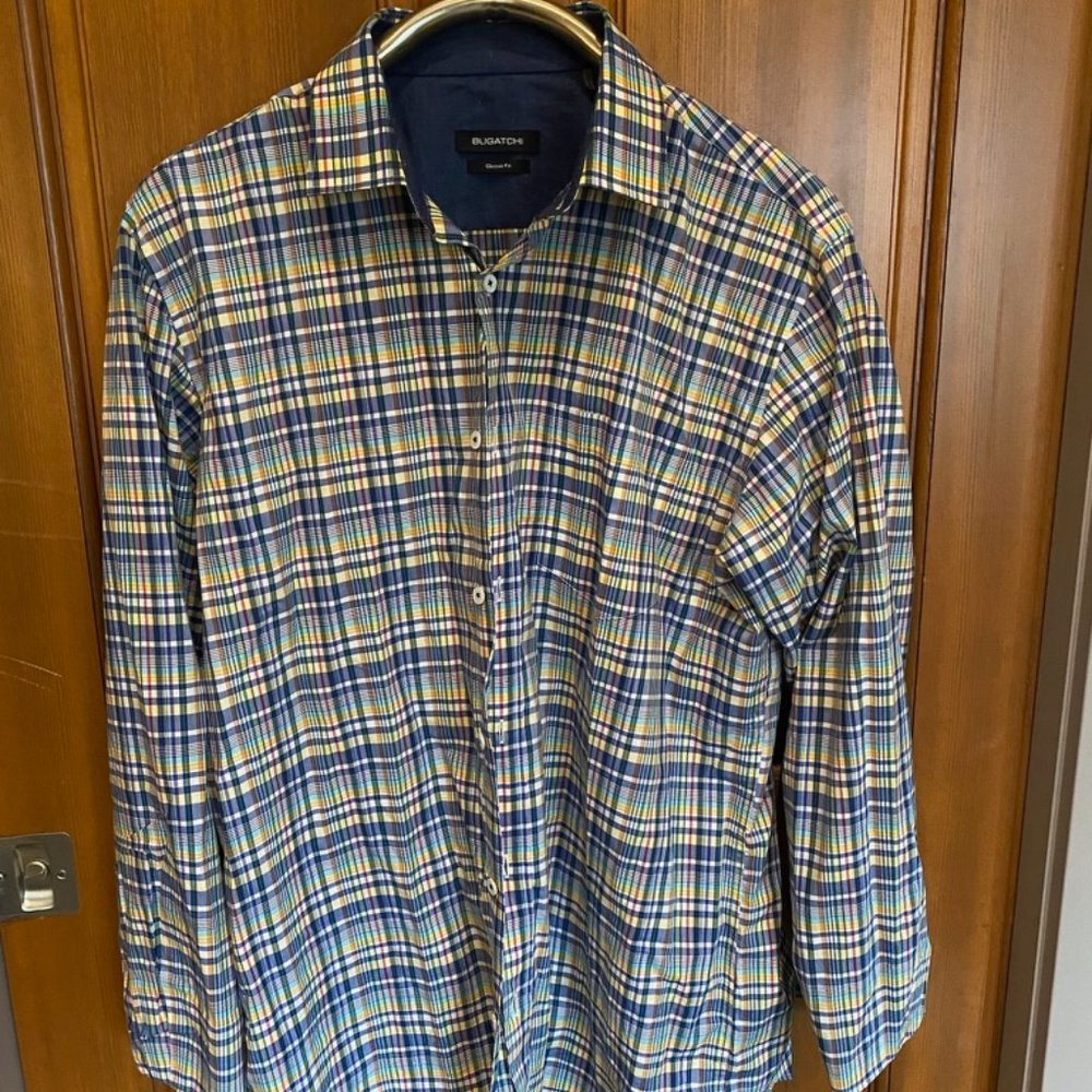 Bugatchi Large blue and yellow shirt